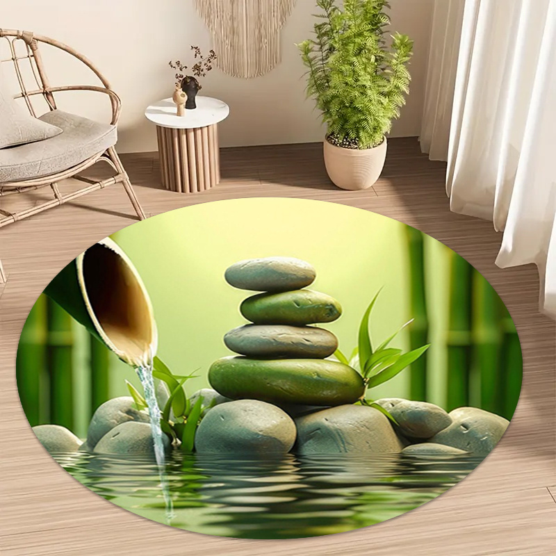 Spa Wellness Yoga - Tapete Redondo Zen de Bambu com