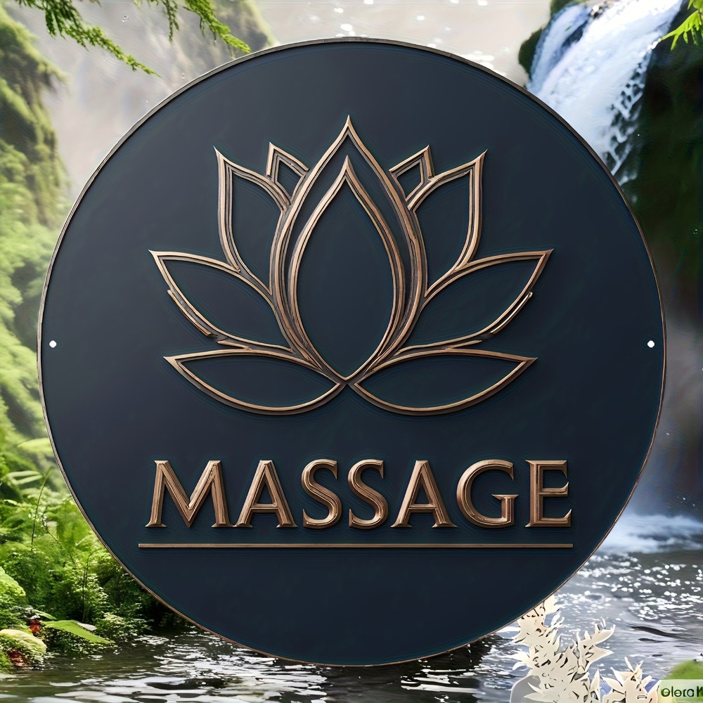 Spa Wellness Yoga - Placa de Parede Minimalista Redonda de