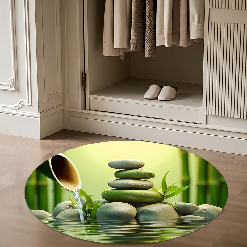 Tapete Redondo Zen de Bambu co - Spa Wellness Yoga avaliação e preço